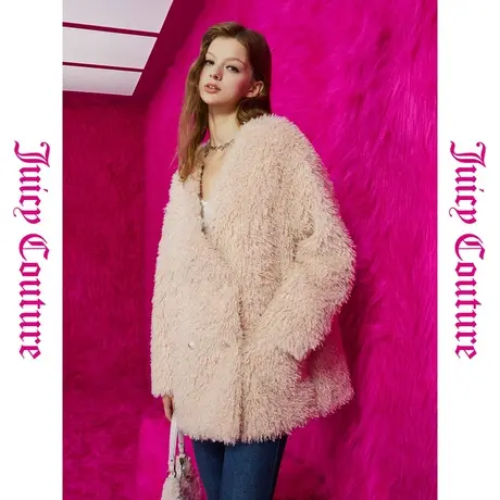 Juicy Couture橘滋女装新款上衣女外套意中人扣卷毛绒女大衣商品大图