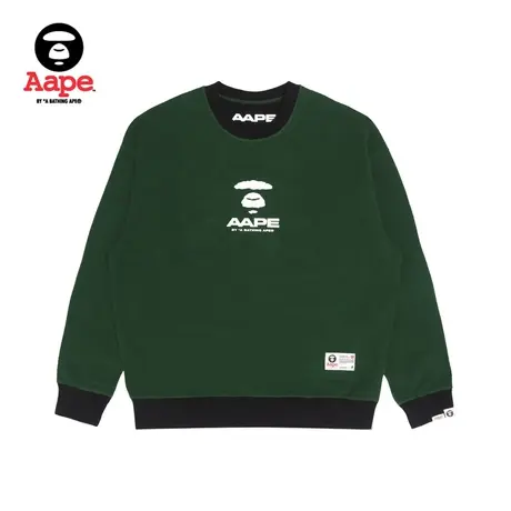 Aape旗舰店男装秋冬双面穿字母猿颜拼接宽松薄绒圆领卫衣3935XXJ商品大图