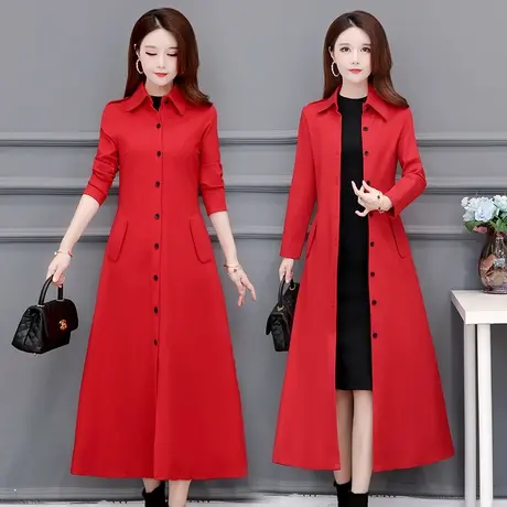 加绒风衣女中长款春秋2022新款妈妈洋气秋装加厚中年女士过膝外套图片