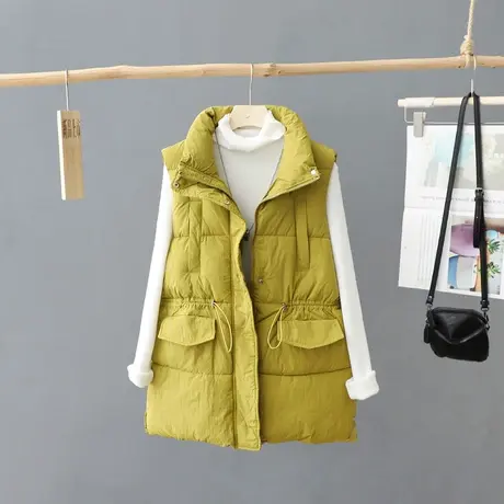 时尚洋气羽绒棉棉马甲女式中长款韩版宽松休闲无袖棉衣坎肩马夹潮商品大图