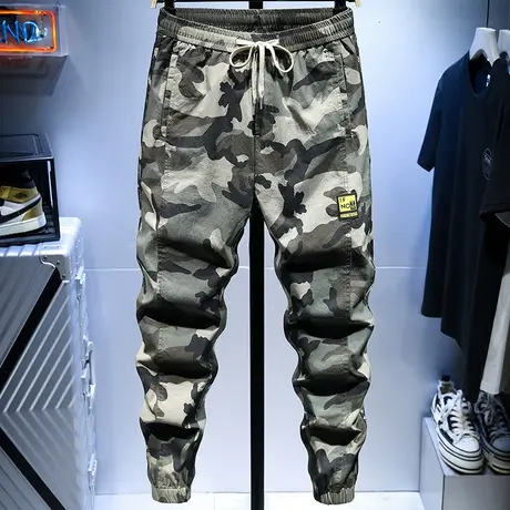 2021夏季新款迷彩休闲裤男宽松束脚男士工装裤男哈伦裤男潮牌学生商品大图