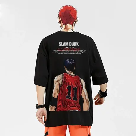 摩严港风潮牌胖子男装大码宽松日系卡通联名短袖T恤大码半袖潮流图片