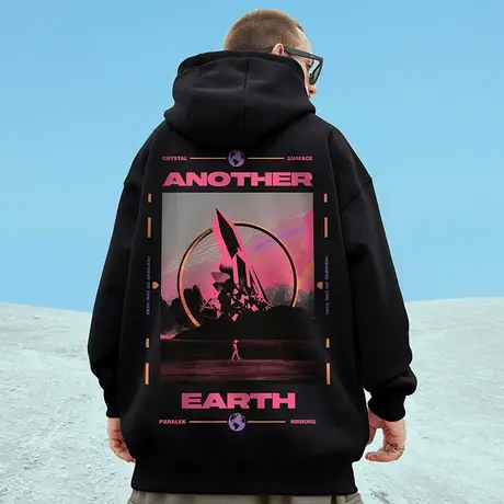 2023秋冬新款卫衣男连帽加绒宽松美式复古ins潮牌帽衫上衣外套图片