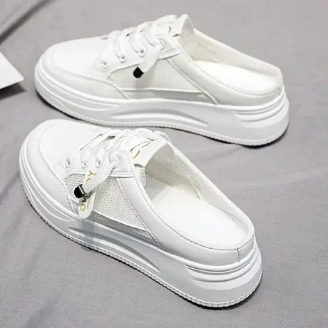 2023年新款夏季半拖小白女鞋外穿懒人鞋爆款时尚凉拖鞋子包头厚底商品大图