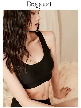 运动背心式无痕文胸一片式夏季聚拢薄款无尺码无钢圈收副乳内衣女商品大图