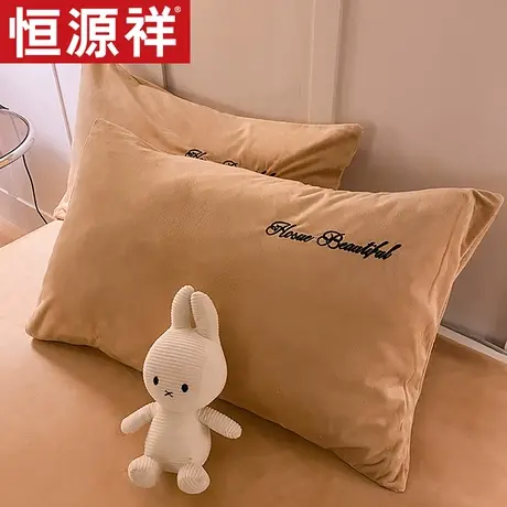 恒源祥珊瑚绒枕套一对装网红款儿童枕头套加厚枕芯套48x74cm学生图片