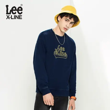 LeeXLINE 20秋冬新款宽松拼接卫衣男蓝色上衣潮流L432295FHAZK图片