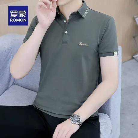 罗蒙男士短袖Polo衫夏季薄款冰丝光棉带翻领T恤刺绣商务休闲衣服图片