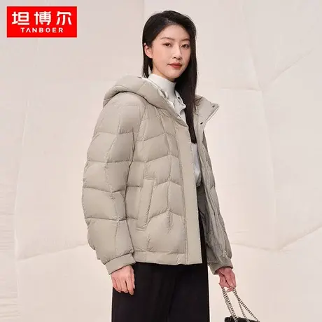 坦博尔2023年新款羽绒服零压弯袖连帽短款宽松秋冬外套TB233520商品大图
