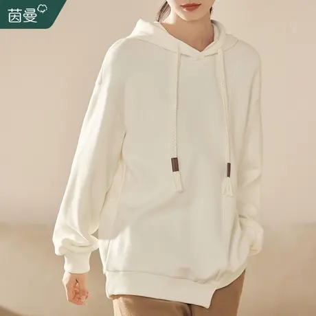 茵曼旗舰店加绒连帽卫衣女2023年冬季新款宽松显瘦上衣套头衫外套图片