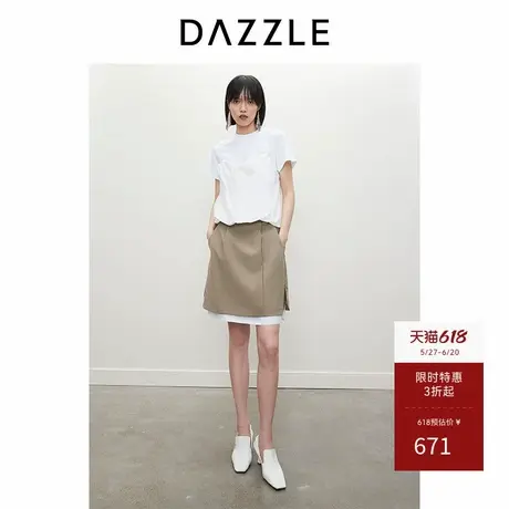 DAZZLE地素奥莱 半身裙春夏女装优雅复古腰带短裙图片