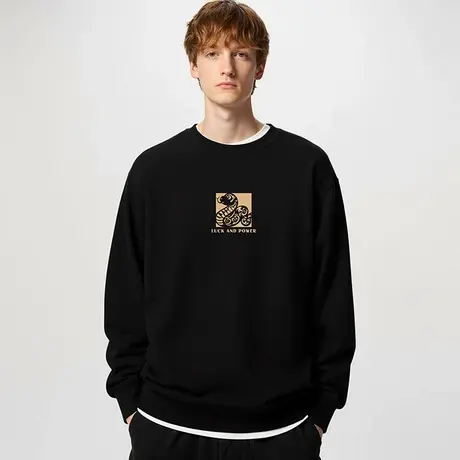 2025新款男生黑色加肥加大码男装圆领卫衣情侣装衣服加绒春季薄款图片
