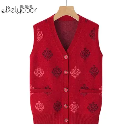 老年人秋冬装女马甲奶奶外穿马夹老太太针织开衫妈妈装秋季毛衣商品大图