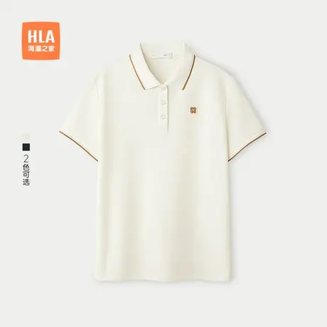 HLA/海澜之家时尚撞色翻领短袖POLO衫25春夏新款透气休闲上衣女装商品大图