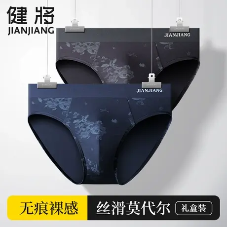 健将男士内裤男式三角裤莫代尔无痕冰丝男生底裤性感薄款短裤大码商品大图