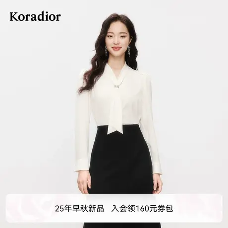 [多色款]Koradior珂莱蒂尔气质淑女风系带领设计感小衫衬衫上衣女图片