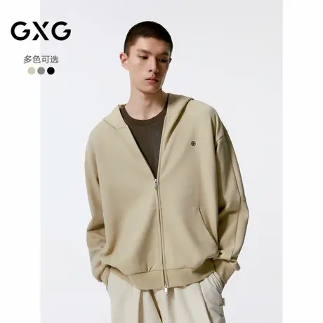 GXG男装 多色基础休闲宽松纯色连帽卫衣男24年秋季新品G24X313001商品大图