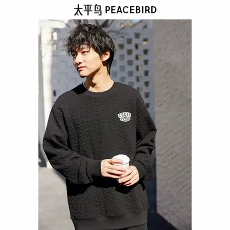 【CNY新年系列】太平鸟男装春季新款压印圆领卫衣B2CRE1126商品大图