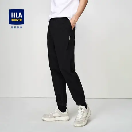 HLA/海澜之家抽绳松紧腰九分裤2023春夏新款束脚口透气弹力卫裤男商品大图