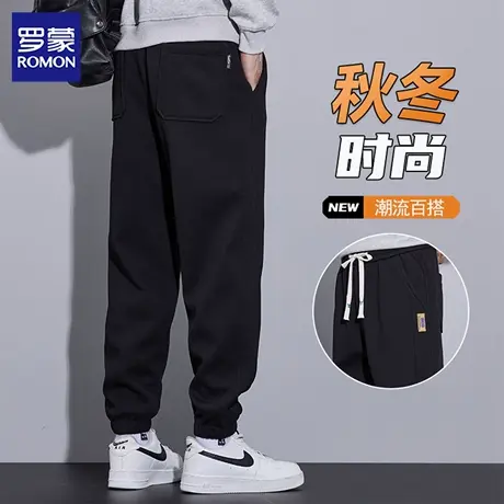 罗蒙休闲裤男士2025新款秋冬季加绒加厚束脚运动卫裤男款裤子N1Z商品大图