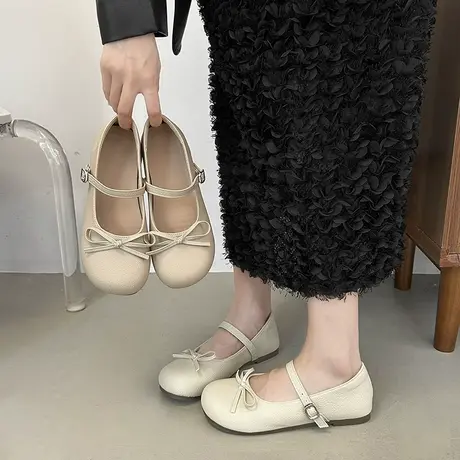 法式温柔单鞋女2025年新款秋季配裙子高级玛丽珍鞋平底百搭小皮鞋商品大图