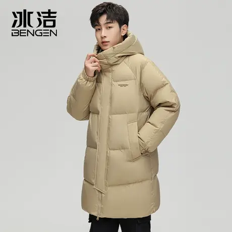 冰洁2023新款90鸭绒羽绒服男士休闲潮流中长款纯色连帽外套YZY图片