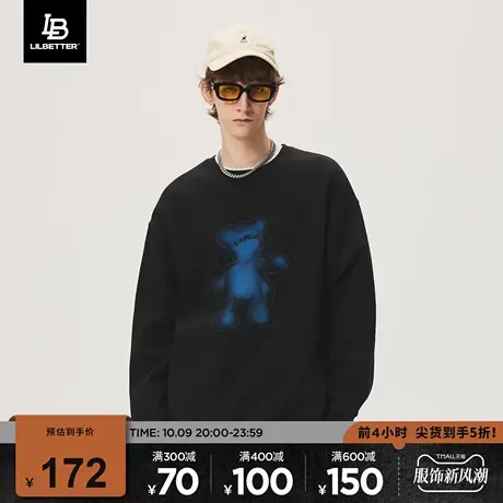 Lilbetter加绒卫衣男2023冬季新款套头衫美式落肩宽松男士外套LB商品大图