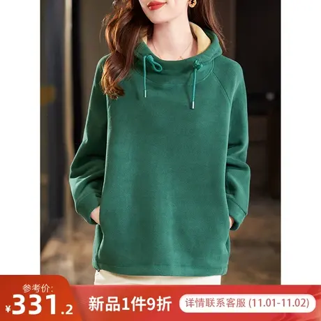 宝诗黎【新品价368元】连帽宽松加绒加厚卫衣ACO2005商品大图