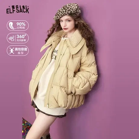 【夏天粉丝专享】妖精的口袋娃娃领宽松羽绒服女2023冬季新款商品大图