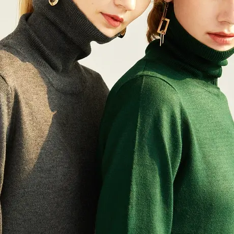 雀后高领毛衣女针织打底衫秋冬新款韩版T恤堆堆套头内搭保暖上衣商品大图