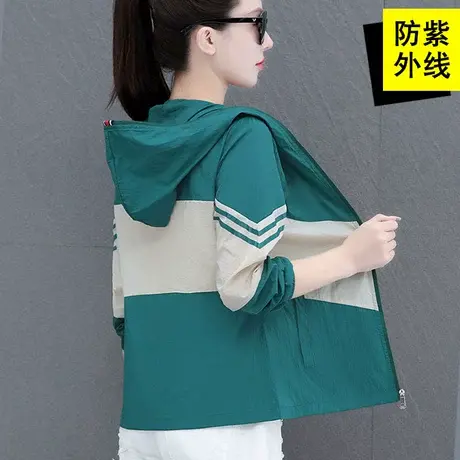 女士拼色防晒衣女款夏季2023新款防紫外线冰丝透气服中年女装妈妈图片