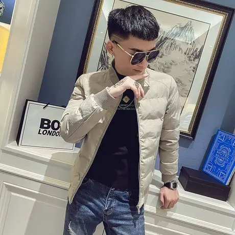 冬季棉服男短款2023新款纯色潮流韩版棉袄修身棒球领冬装外套加厚图片