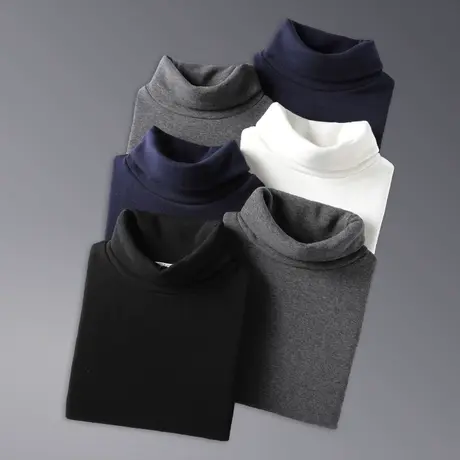 长袖t恤男士打底衫秋冬内搭高领保暖上衣服加绒加厚款潮流秋衣男商品大图