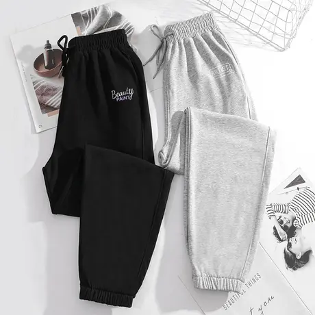 ZR真维斯卫裤女2023新款高级感松紧腰休闲抽绳束脚运动裤子女春秋图片