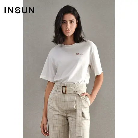INSUN恩裳春季全棉白色短袖T恤图片