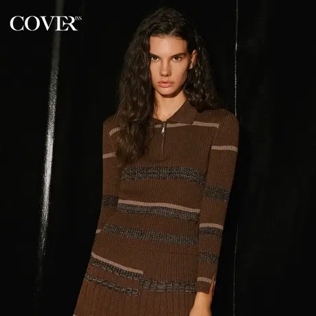 COVER冬季金葱混纺坑条肌理POLO针织衫图片