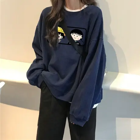 无帽卫衣女2024新款ins宽松韩版oversize薄款春秋情侣装上衣外套商品大图