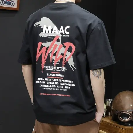 重磅印花短袖t恤男士半袖上衣潮牌大码2024新款男装体恤男款夏季商品大图