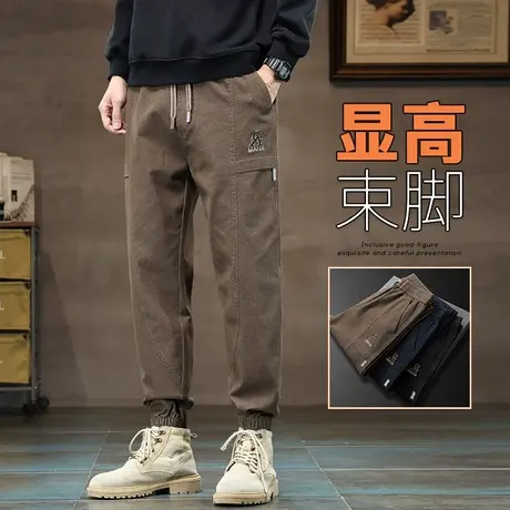 春季潮流百搭男士宽松束脚休闲长裤子春秋款男士潮牌痞帅日系工装商品大图