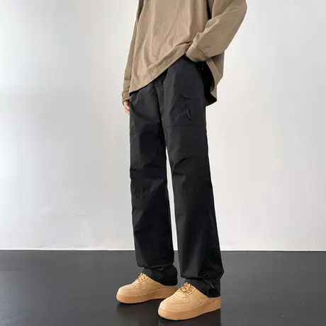 速干冲锋裤男款宽松直筒潮牌潮流百搭机能抽绳束脚工装休闲裤子商品大图