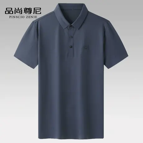 中老年爸爸夏装吸湿排汗冰丝无痕弹力翻领男士t恤polo衫短袖新款商品大图