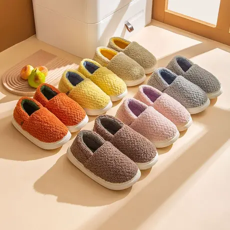 棉拖鞋女外穿秋冬季纯色包跟室内家居保暖毛绒情侣家用月子棉鞋男商品大图
