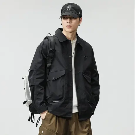 时尚宽松外套男潮流男士秋冬款户外潮牌夹克休闲夹克工装休闲外套图片