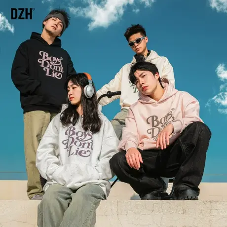 情侣装连帽卫衣春秋男美式重磅潮牌男装外套男生衣服2024新款上衣商品大图