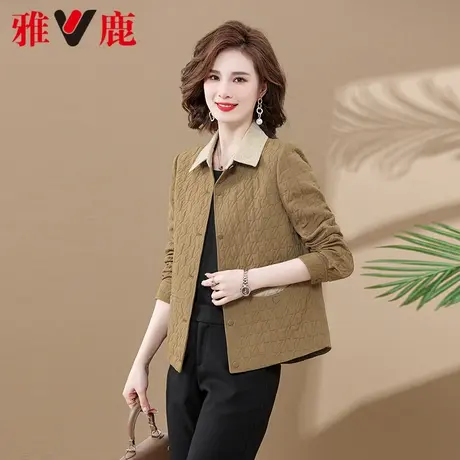 雅鹿妈妈短款外套春夏季2024新款时尚百搭POLO领夹克上衣中年女装商品大图