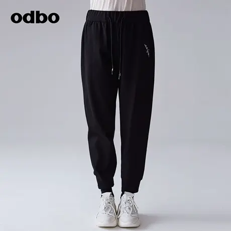 odbo/欧迪比欧时尚气质抽绳束腰针织休闲裤女春季新款百搭束脚裤商品大图