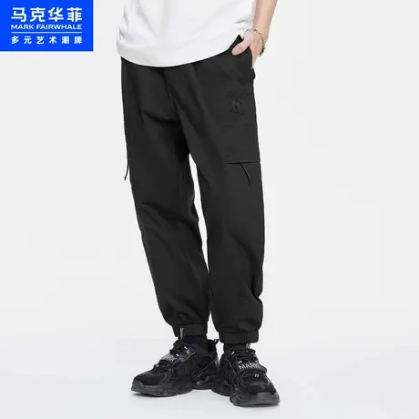 商场同款马克华菲字母刺绣凉感面料束脚休闲裤男23夏季新款九分裤图片
