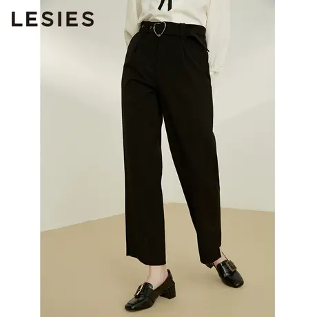 LESIES蓝色倾情春秋新款爱心扣轻职风垂感直筒裤女休闲长裤图片