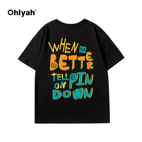 Ohlyah小老虎年潮牌Oversize圆领多色短袖T恤女纯棉情侣中性新款图片