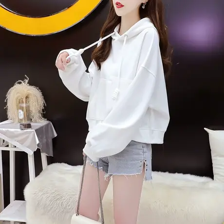 减10】宽松短款小个子卫衣外套女2023新款早秋洋气减龄设计感上衣商品大图